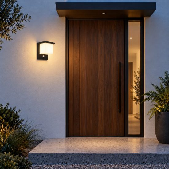 Eglo frigento applique solare da esterno led 7w 3000k 14cm ip44 moderna nera con sensore
