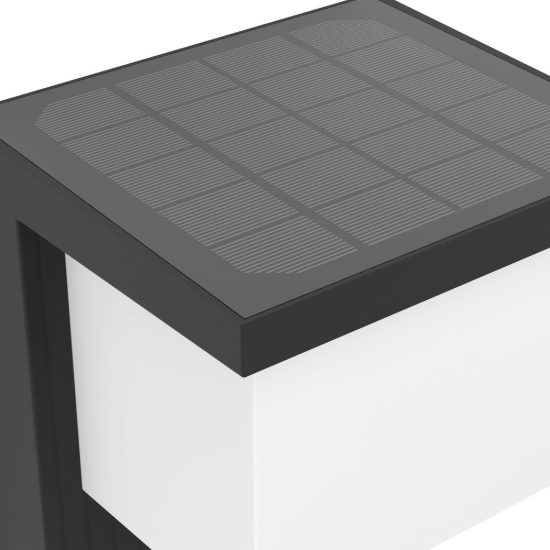 Eglo frigento applique solare da esterno led 7w 3000k 14cm ip44 moderna nera con sensore
