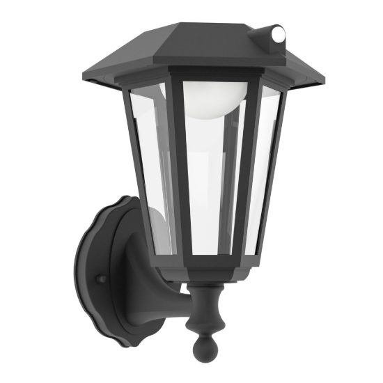 Eglo prietta applique solare da esterno led 6,5w 2700k 19,4cm ip44 classica nera con sensore
