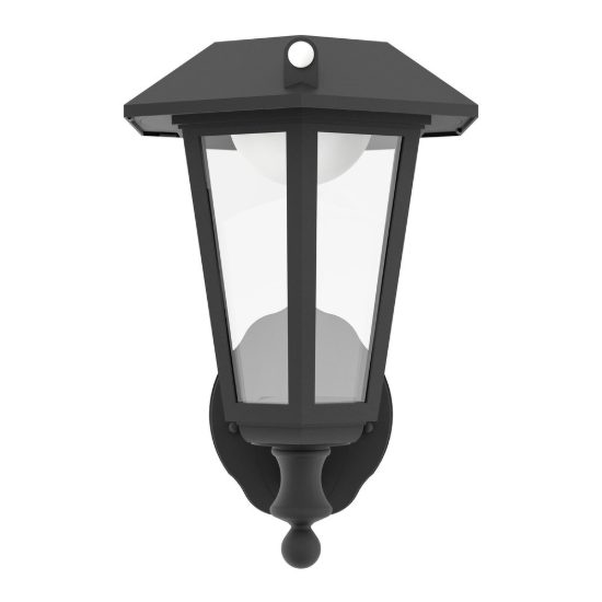Eglo prietta applique solare da esterno led 6,5w 2700k 19,4cm ip44 classica nera con sensore