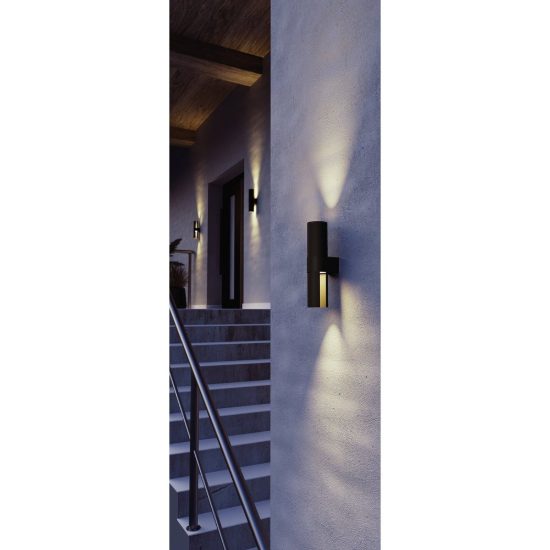 Eglo montelauro applique da esterno led 7w cct 3000k 6500k 8cm ip65 moderna nera