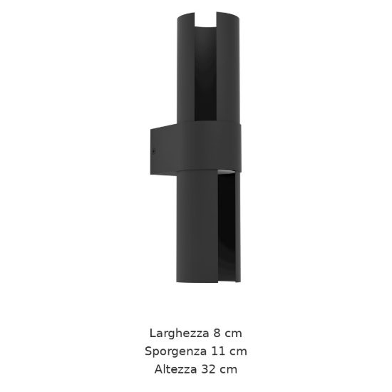 Eglo montelauro applique da esterno led 7w cct 3000k 6500k 8cm ip65 moderna nera