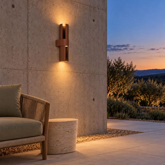 Eglo montelauro applique da esterno led 7w cct 3000k 6500k 8cm ip65 moderna marrone ruggine