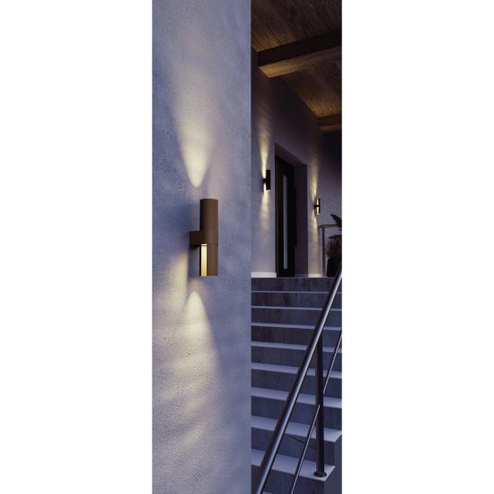 Eglo montelauro applique da esterno led 7w cct 3000k 6500k 8cm ip65 moderna marrone ruggine