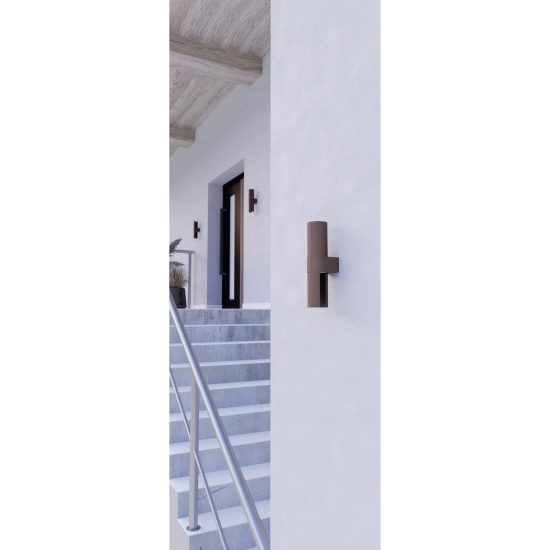 Eglo montelauro applique da esterno led 7w cct 3000k 6500k 8cm ip65 moderna marrone ruggine
