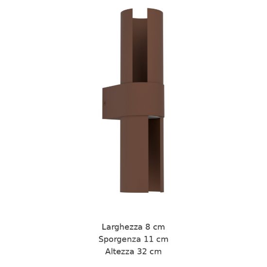 Eglo montelauro applique da esterno led 7w cct 3000k 6500k 8cm ip65 moderna marrone ruggine