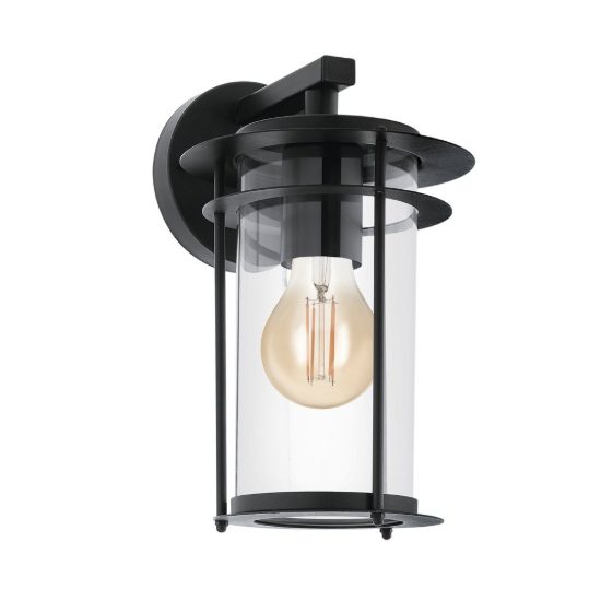 Eglo valdeo applique da esterno 16,5cm ip44 classica a lanterna nera