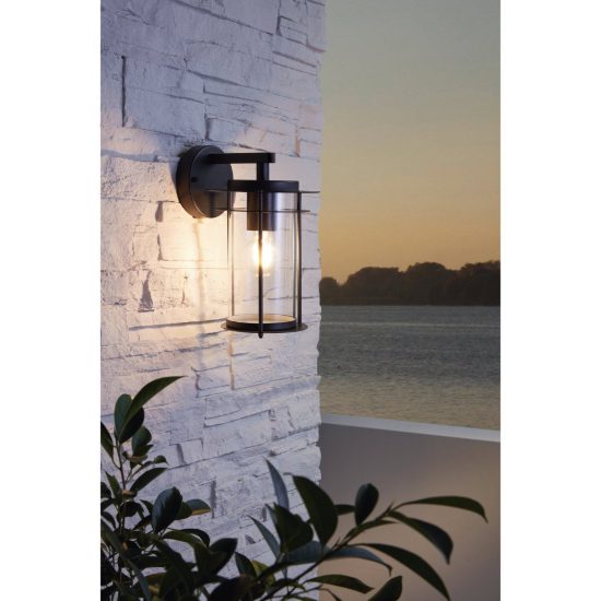 Eglo valdeo applique da esterno 16,5cm ip44 classica a lanterna nera