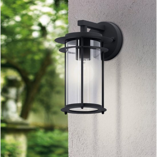 Eglo valdeo applique da esterno 16,5cm ip44 classica a lanterna nera
