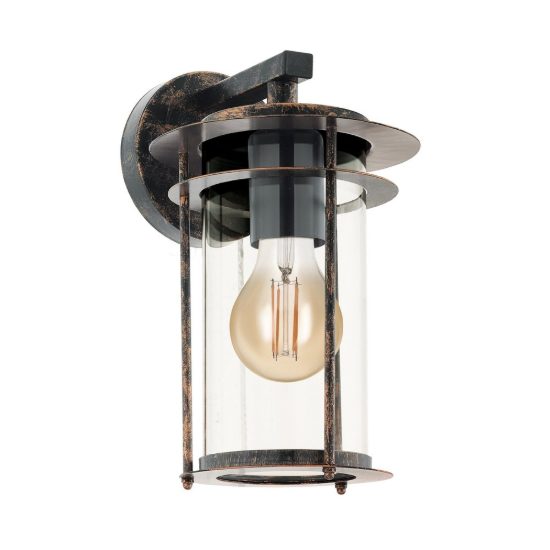 Eglo valdeo applique da esterno 16,5cm ip44 classica a lanterna rame invecchiato