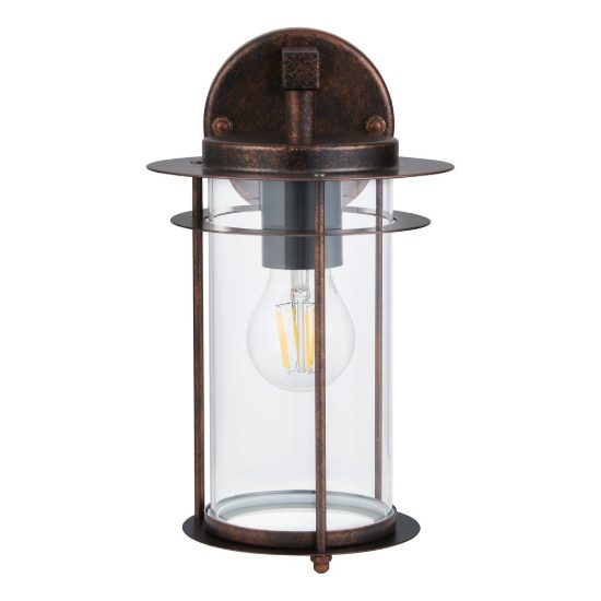 Eglo valdeo applique da esterno 16,5cm ip44 classica a lanterna rame invecchiato