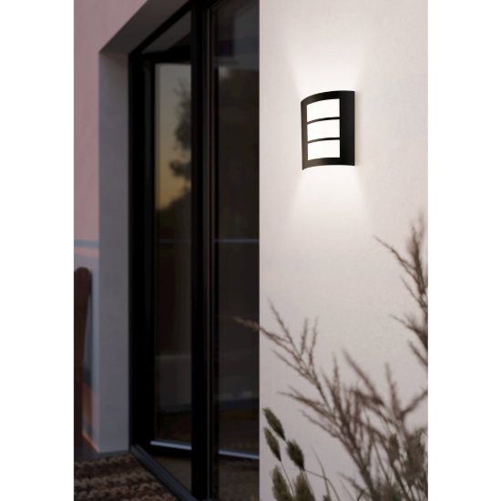 Eglo city applique da esterno 23,5cm ip44 moderna rettangolare a tre fasce nera