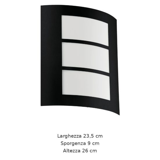 Eglo city applique da esterno 23,5cm ip44 moderna rettangolare a tre fasce nera