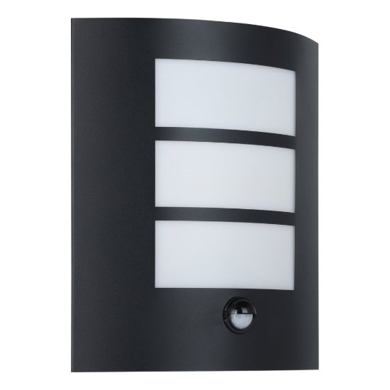 Eglo city applique da esterno 23,5cm ip44 moderna rettangolare a tre fasce nera con sensore di movimento