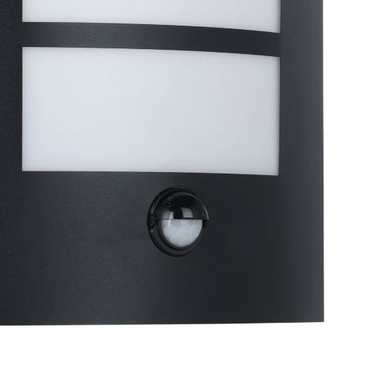 Eglo city applique da esterno 23,5cm ip44 moderna rettangolare a tre fasce nera con sensore di movimento
