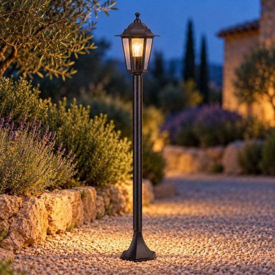 Eglo laterna 4 lampione da giardino 100cm ip44 classico a lanterna nero