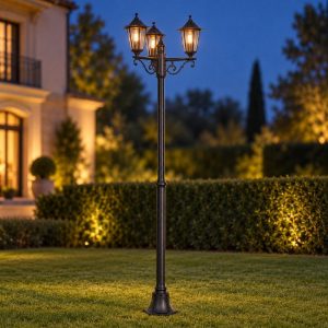 Eglo laterna 4 lampione da giardino 3 luci 192cm ip44 classico a lanterna nero