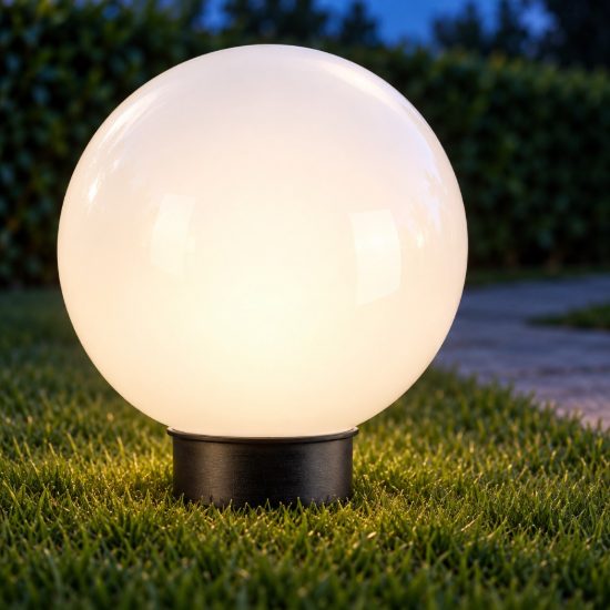 Eglo puglia lampada solare da giardino a sfera led 0,2w 3000k 25cm ip44 con picchetto moderna nera e bianca