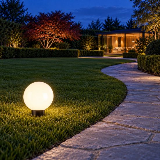 Eglo puglia lampada solare da giardino a sfera led 0,2w 3000k 25cm ip44 con picchetto moderna nera e bianca