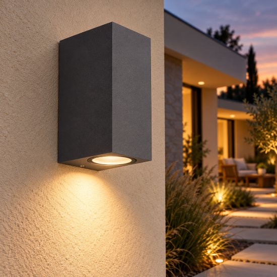 Applique per esterno ip54 7cm grigio scuro vetro