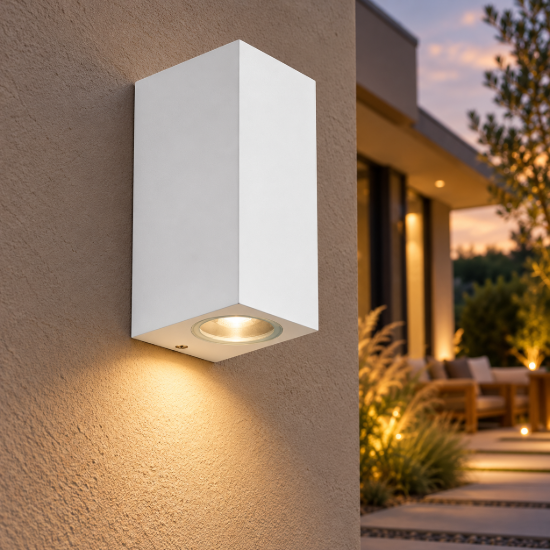 Applique da esterno ip54 7cm bianco vetro