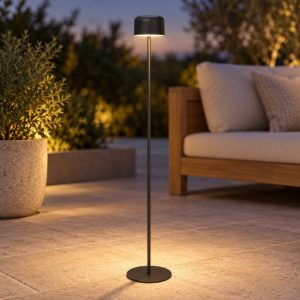Eglo roccanova l lampada da terra per esterno led 2,8w 3000k 120cm ip44 ricaricabile con pannello solare moderna nera