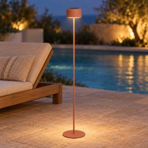 Eglo roccanova l lampada da terra per esterno led 2,8w 3000k 120cm ip44 ricaricabile con pannello solare moderna terracotta