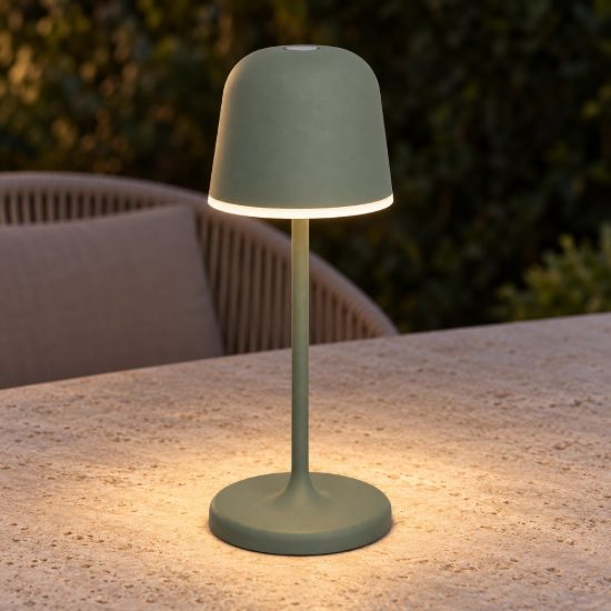 Eglo mannera s lampada da tavolo per esterno led 1,8w cct 2500k 4000k 20cm ip54 ricaricabile moderna verde salvia