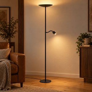 Eglo conivarino piantana led 30,5w 2700k 170cm dimmerabile per soggiorno moderna nera