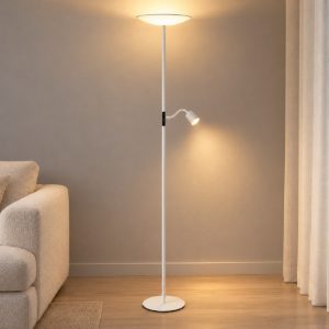 Eglo conivarino piantana led 30,5w 2700k 170cm dimmerabile per soggiorno moderna bianca