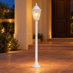Eglo navedo lampione da giardino 120cm ip44 classico a lanterna bianco