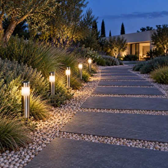 Eglo rosalba 1 set 6 lampade solari da giardino led 6x0,1w 28cm ip44 moderne acciaio inox