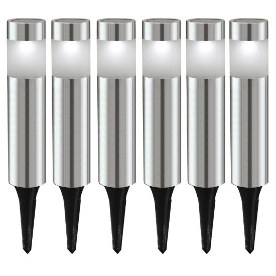 Eglo rosalba 1 set 6 lampade solari da giardino led 6x0,1w 28cm ip44 moderne acciaio inox