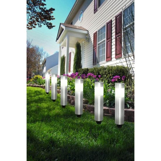 Eglo rosalba 1 set 6 lampade solari da giardino led 6x0,1w 28cm ip44 moderne acciaio inox