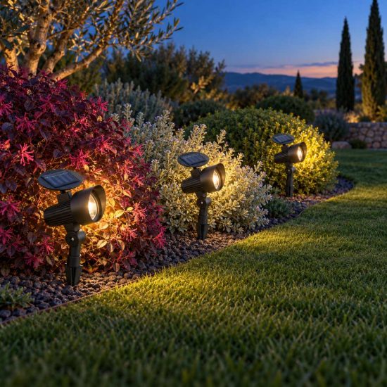 Eglo gionata 1 set 3 faretti solari da giardino led 3x0,2w 22cm ip44 con picchetto moderni neri