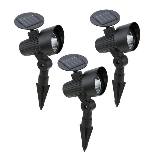 Eglo gionata 1 set 3 faretti solari da giardino led 3x0,2w 22cm ip44 con picchetto moderni neri