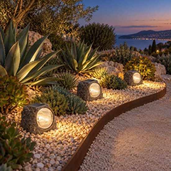 Eglo stazzone set 3 lampade solari da giardino a sasso led 3x0,2w 13,5cm ip44 moderne grigie