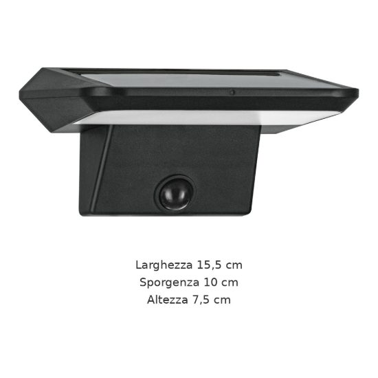 Eglo porrassa applique solare da esterno led 20w 6500k 15,5cm ip44 moderna nera con sensore