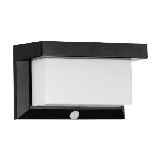 Eglo utrera applique solare da esterno led 3,2w 20cm ip44 moderna nera con sensore di movimento