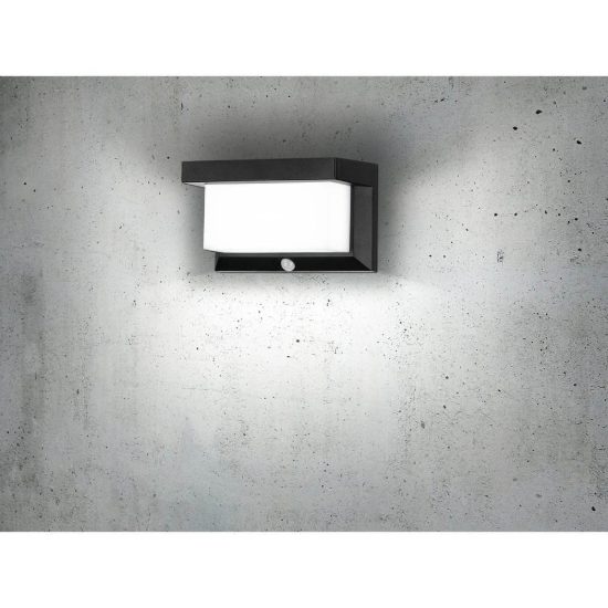 Eglo utrera applique solare da esterno led 3,2w 20cm ip44 moderna nera con sensore di movimento