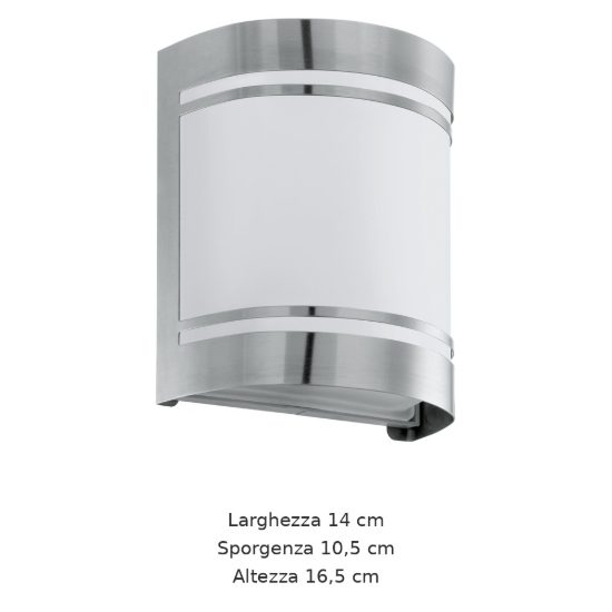 Eglo rosada e applique da esterno 14cm ip44 moderna rettangolare acciaio inox