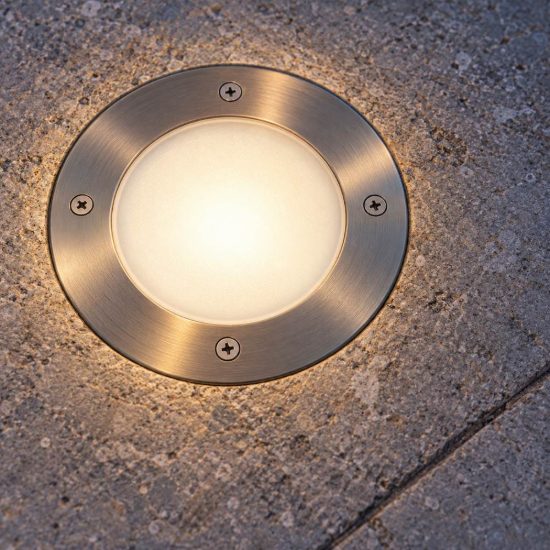 Eglo riga 3 segnapasso da incasso a terra e27 17cm ip67 rotondo acciaio inox