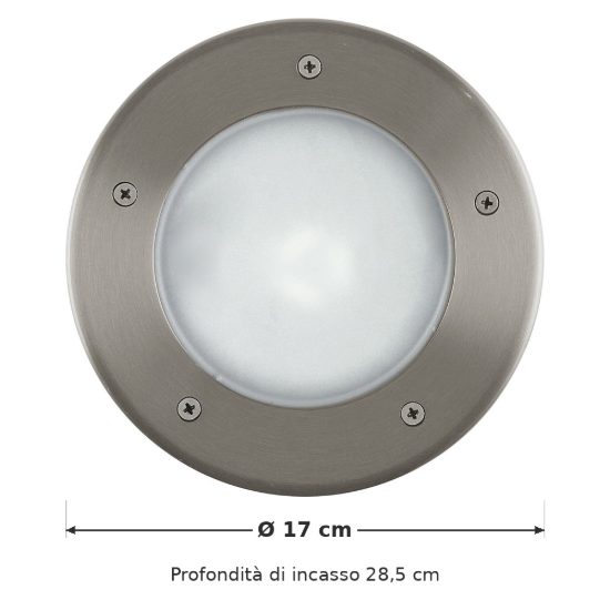 Eglo riga 3 segnapasso da incasso a terra e27 17cm ip67 rotondo acciaio inox