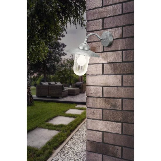 Eglo milton applique da esterno 15cm ip44 industriale conica zincata