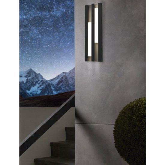 Eglo fandina applique da esterno led 8,4w 3000k 14,5cm ip55 moderna rettangolare nera