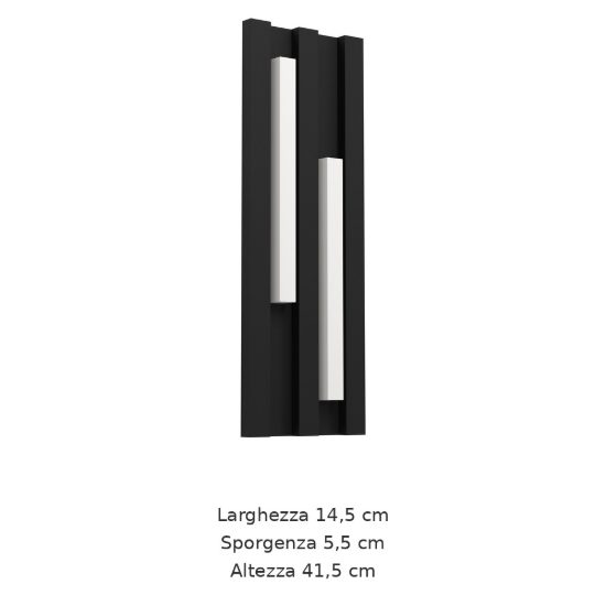 Eglo fandina applique da esterno led 8,4w 3000k 14,5cm ip55 moderna rettangolare nera