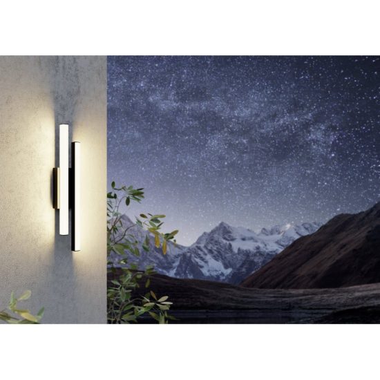 Eglo serricella applique da esterno led 9w 3000k 10cm ip44 moderna lineare nera