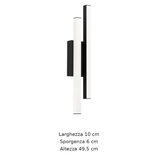 Eglo serricella applique da esterno led 9w 3000k 10cm ip44 moderna lineare nera