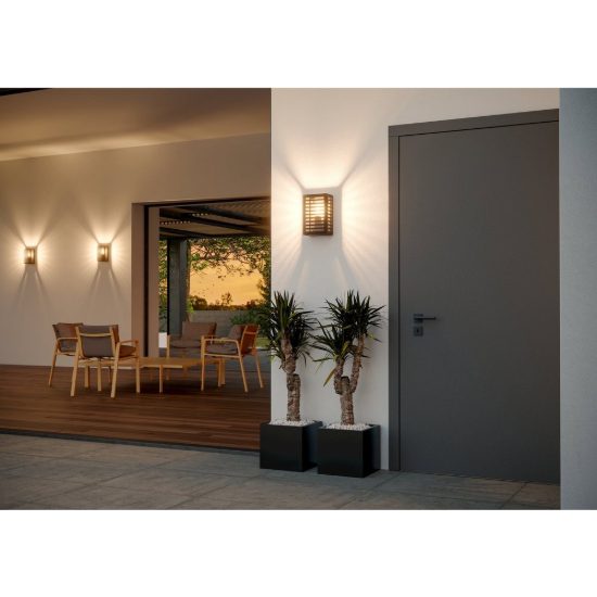Eglo alamonte 3 applique da esterno 17cm ip44 moderna rettangolare nera