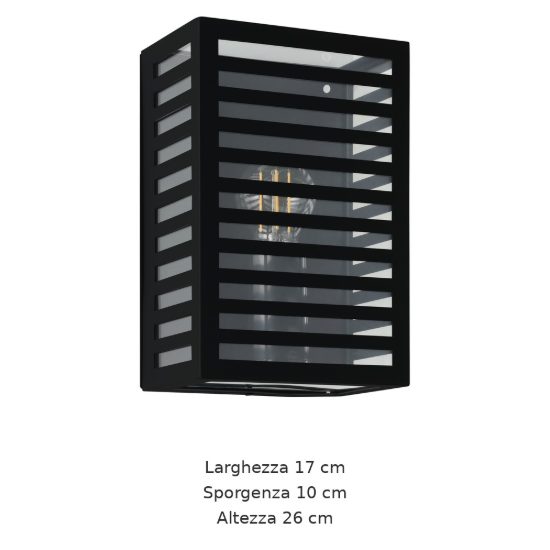 Eglo alamonte 3 applique da esterno 17cm ip44 moderna rettangolare nera